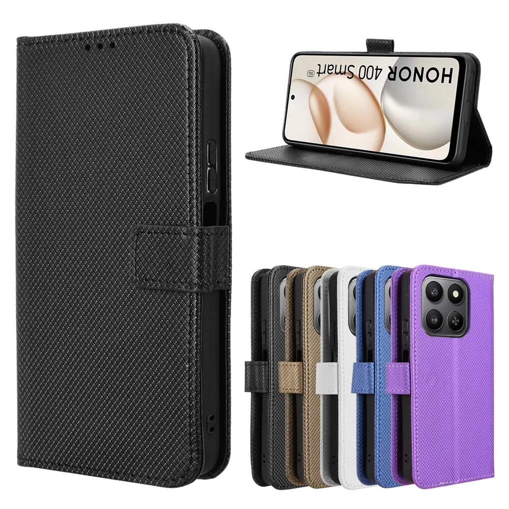 

For Honor 400 Smart 5G Flip Case Grains Diamond Texture Leather Magnetic Holder Wallet Back Cover For Honor 400 Smart 5G Shell