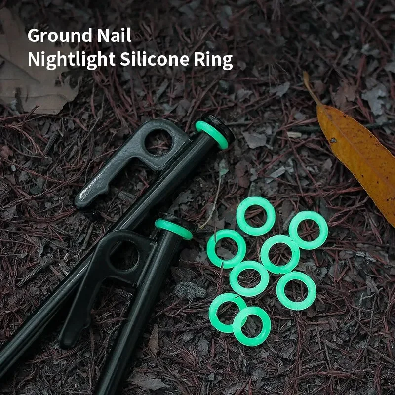 SXHWC 10/50/100pcs Outdoor Ground Nail Luminous Ring Silicone Rubber O-ring Warning Ring  Camping Tent Nail Accessories