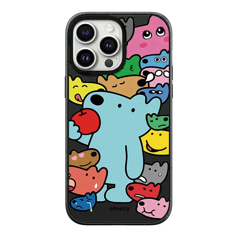 

Colorful Dog Black Frosted Phone Case Cover for IPhone 13 14 15 16 Pro Max Case