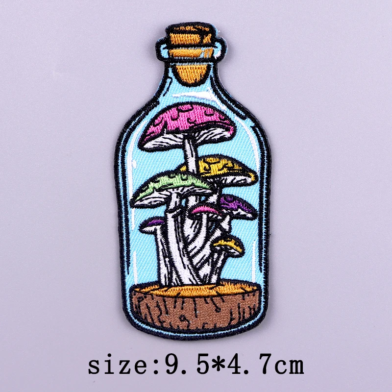 Mushrooms Patch Iron On Patches On Clothes Vegetation Badges Cartoon Patch Embroidered Patches For Clothing Hook Loop Stickers