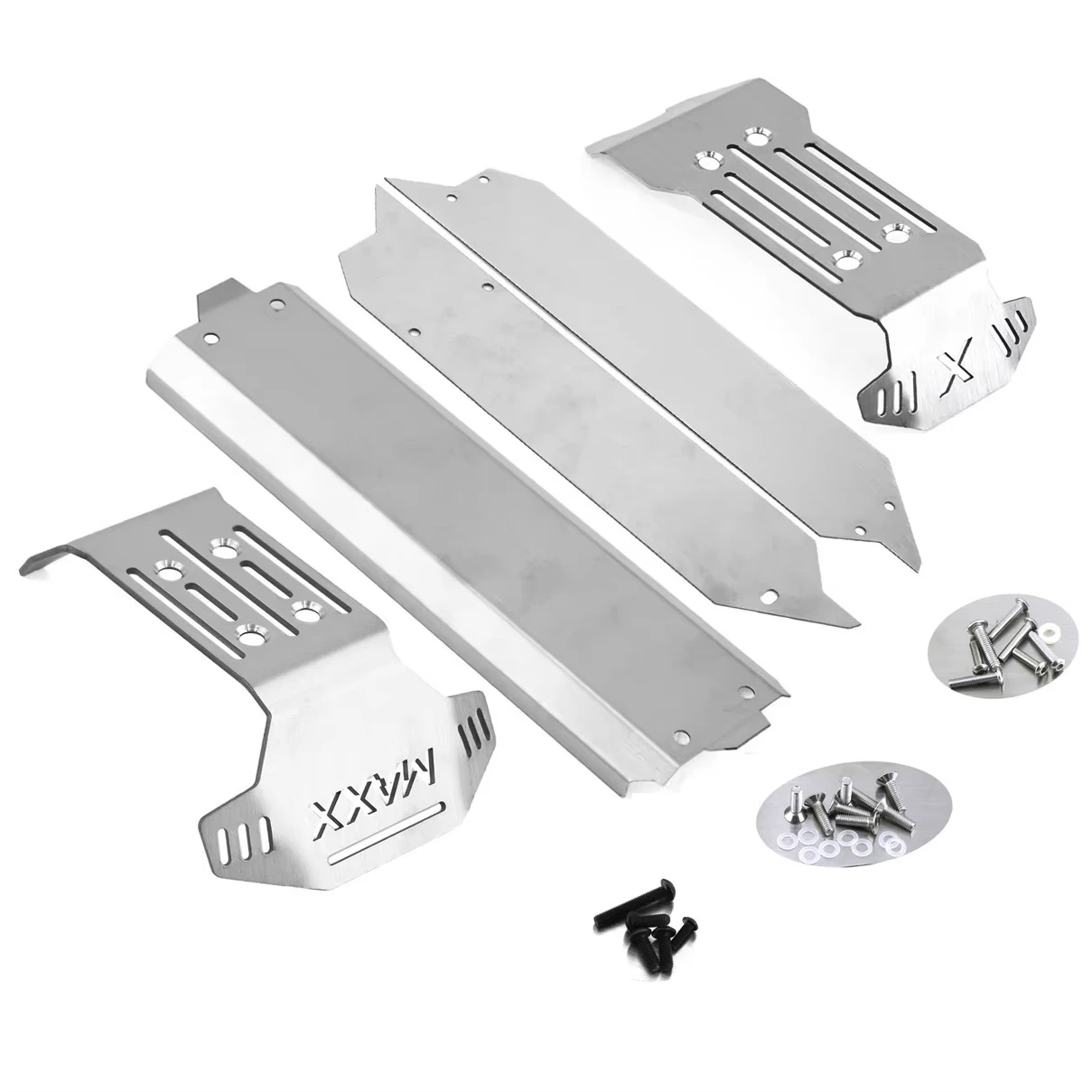 5-Pack Stainless Steel Front Rear Underbody Protection Plate Guard For Traxxas 1/10 Maxx V2.0 Widemaxx RC Monster Truck Upgrade