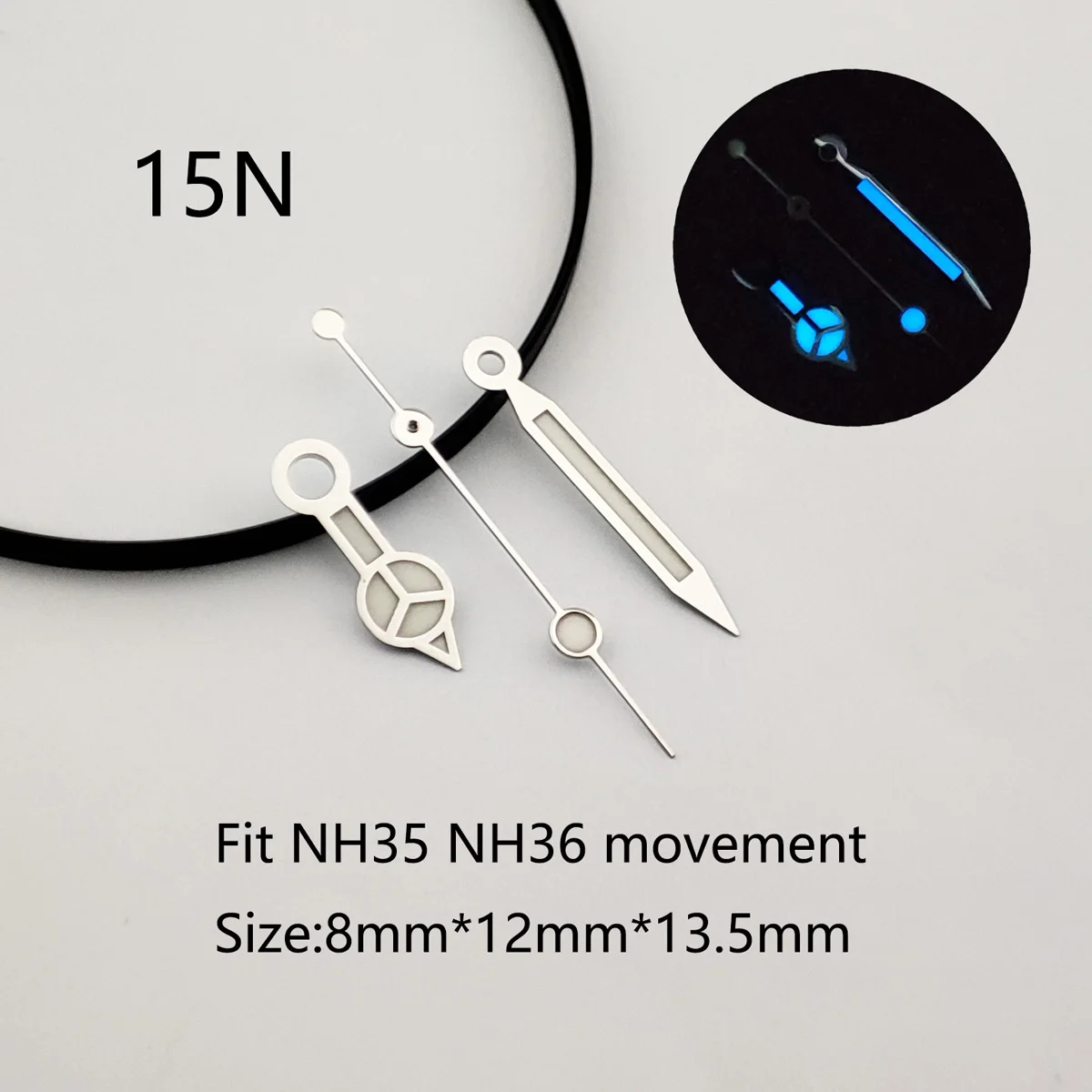 Aiguille lumineuse verte pour montre, aiguille argentée, accessoires de montre, aiguille de seconde, mouvement, NH35, NH36, All002