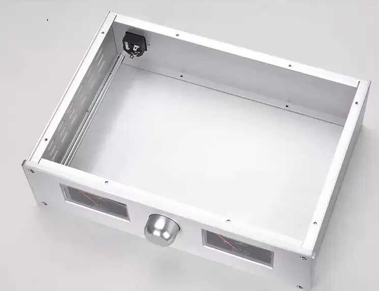 3610 أنبوب preamp الهيكل كامل الألومنيوم مكبر للصوت مربع الرجعية نمط الضميمة مع VU متر