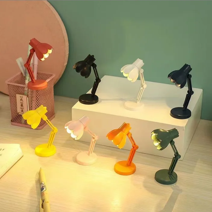 Magnetic Mini Flower Bookholder Light with Button Battery, 6 Styles - Book Hands-Free Reading Light, Metal Bed, Locker