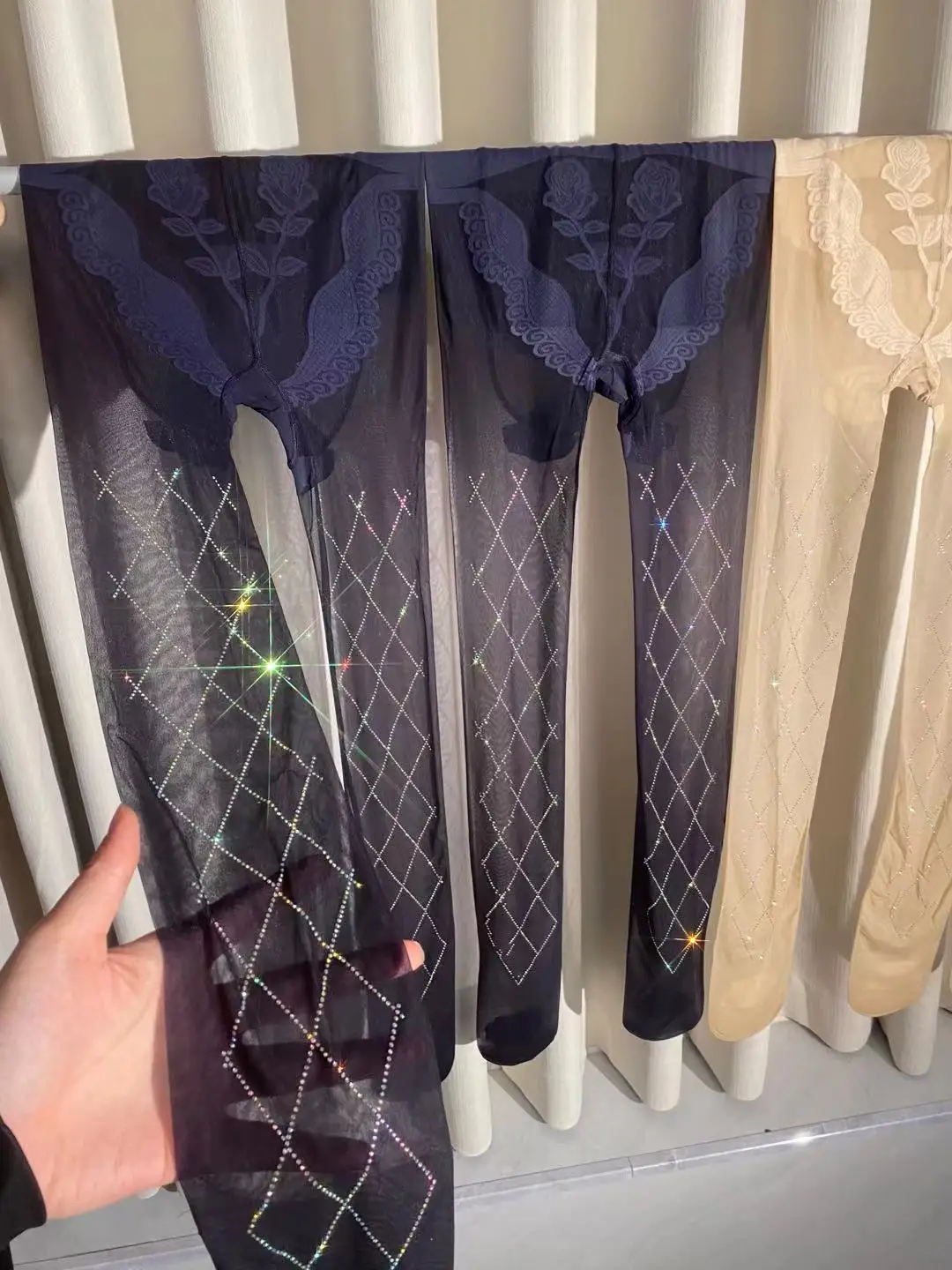 

Bling Rhinestone Pantyhose Women Sexy Diamond Long Sock Breathable Ultra-Thin Silk Stocking Girls Long Tights