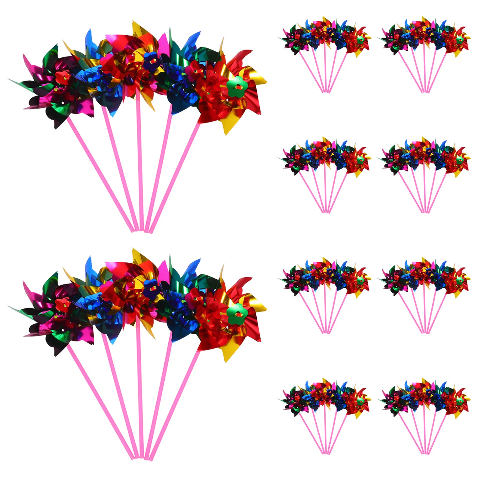 40Pcs Rainbow Plastic DIY Pinwheel Small Windmill Lightweight Colorful Decoration for Outdoor Fun Plastic Pinwheel