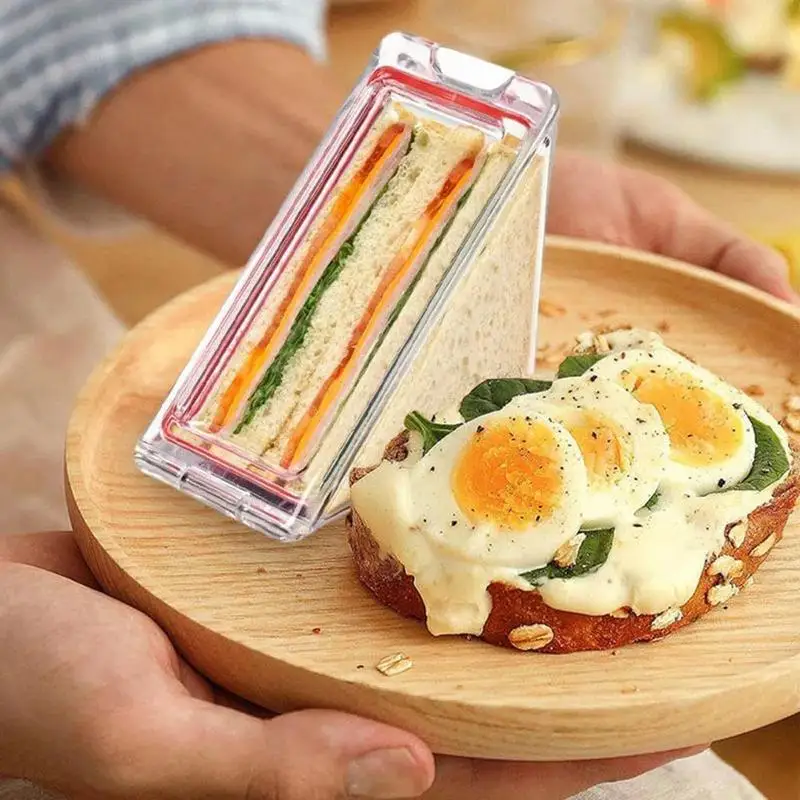 

2pcs Sandwich Magnetic Container Triangular Food Holder Portable Lunch Box Sports Lovers Sandwiches Carrier Kitchen Accessories