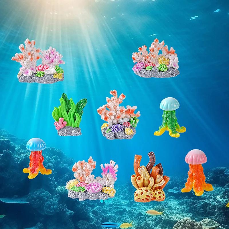 Mini Resin Simulated Coral Seaweed Aquarium Decoration Ornaments Micro Landscape