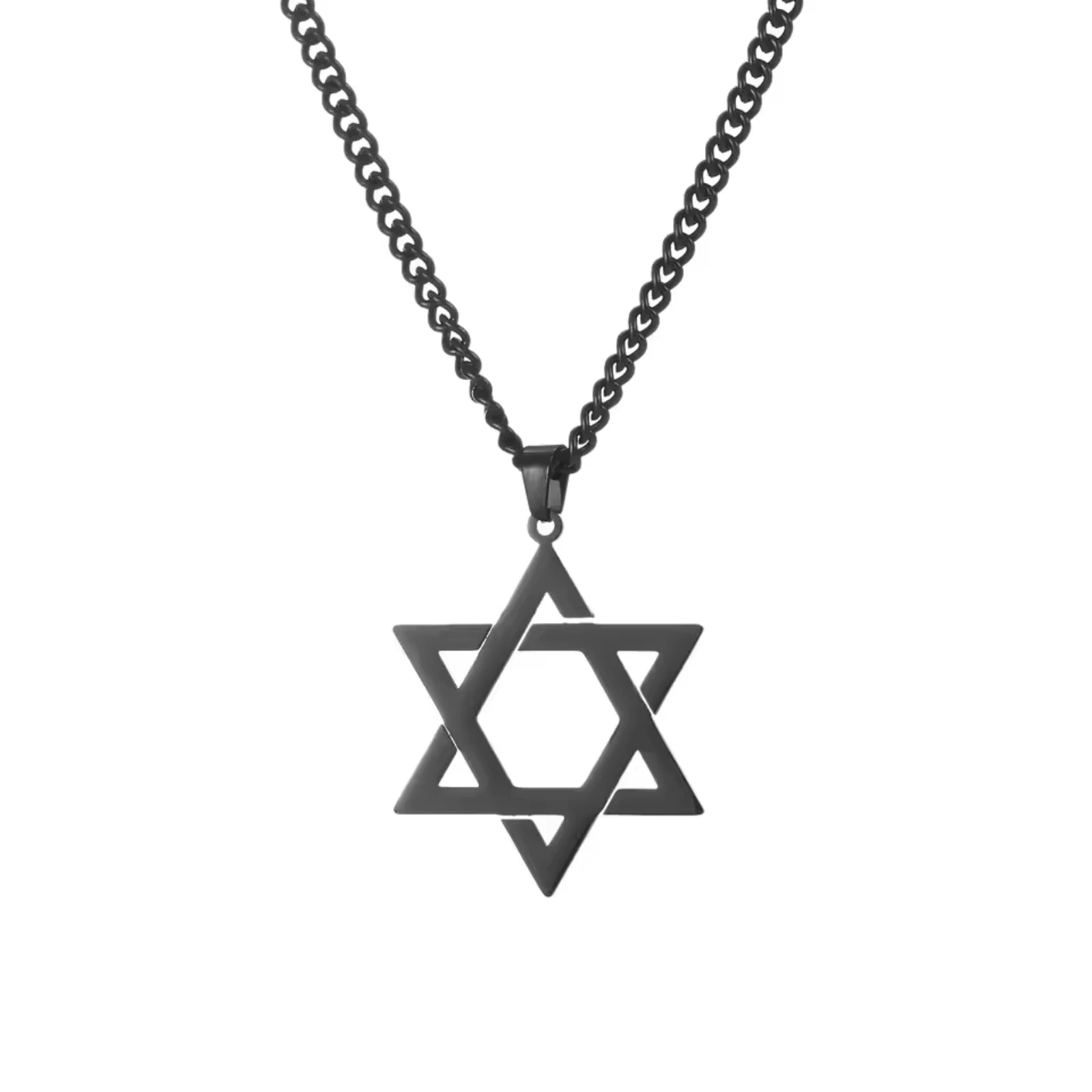 Davidstern-Halskette aus Edelstahl, Hexagramm-Anhänger, jüdisches Symbol, Souvenir-Schmuck, Geschenk für Männer und Frauen – Detail 3