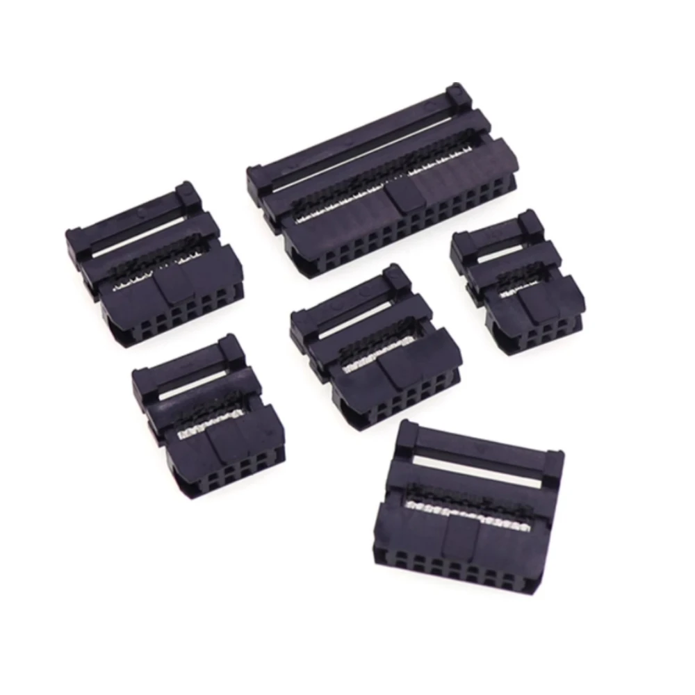 10pcs 2.54mm 6/810/12/14/16/18/20/24/26/30/34/40/44/50/64 Pin FC IDC Female Header Socket Connector For 1.27mm Pitch Flat Cable