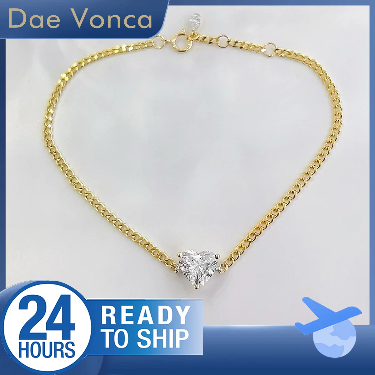 

Браслет из желтого золота 18 карат в форме сердца с бриллиантами в лаборатории, браслет из кубинского звена из 18-каратного золота, подарок на день рождения для подруги