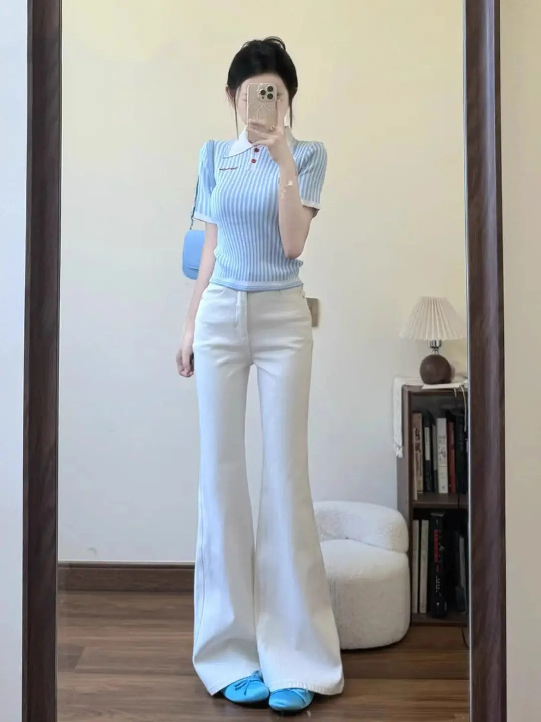 High Waist Flared Jeans Women's Slim Fit Denim Pants Summer New Style White Not Tight Leggings Bootcut Trousers