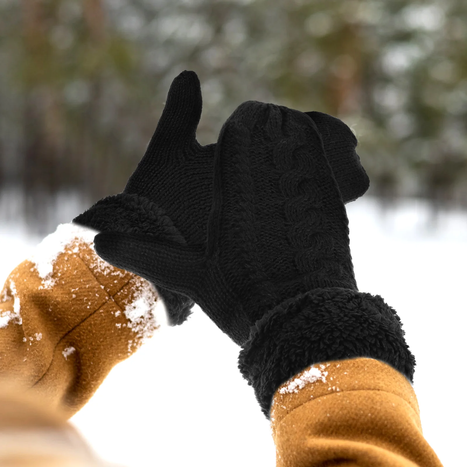 

1Pair Warm Gloves Adult Winter Knit Thickened Outdoor Accessory Comfortable Portable Winter Supply Adult Gloves