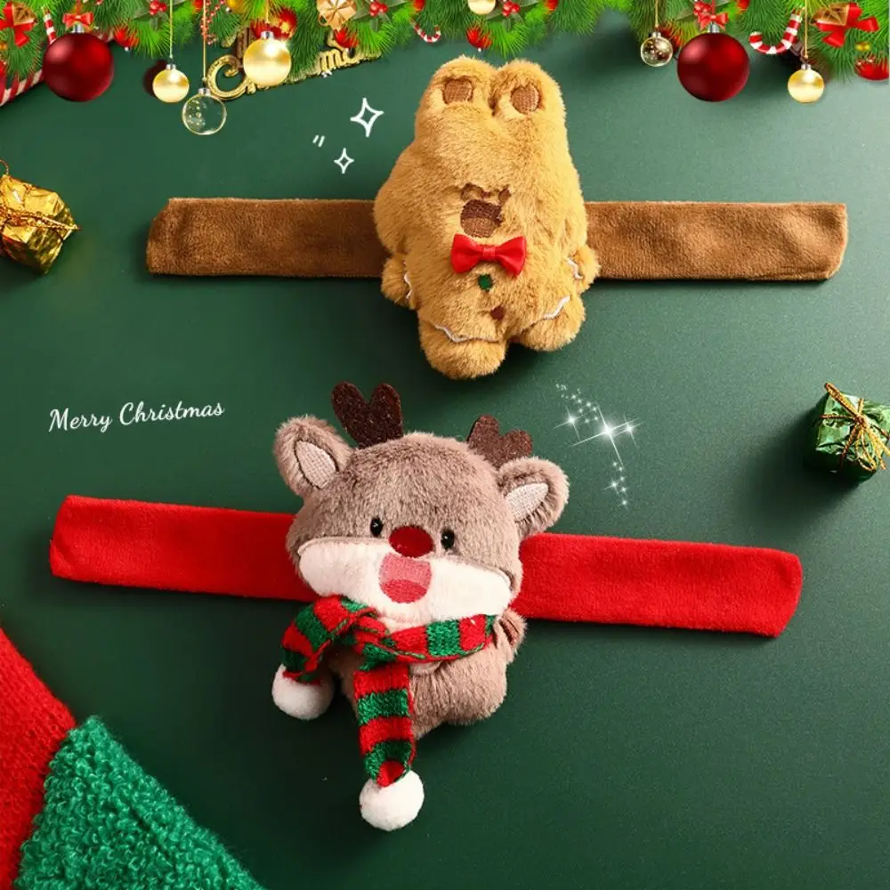 Fun Soft Christmas Clap Circle Toys Cartoon Santa Claus Christmas Slap Bracelet Animal Plush Plush Doll Slap Bracelet Gift