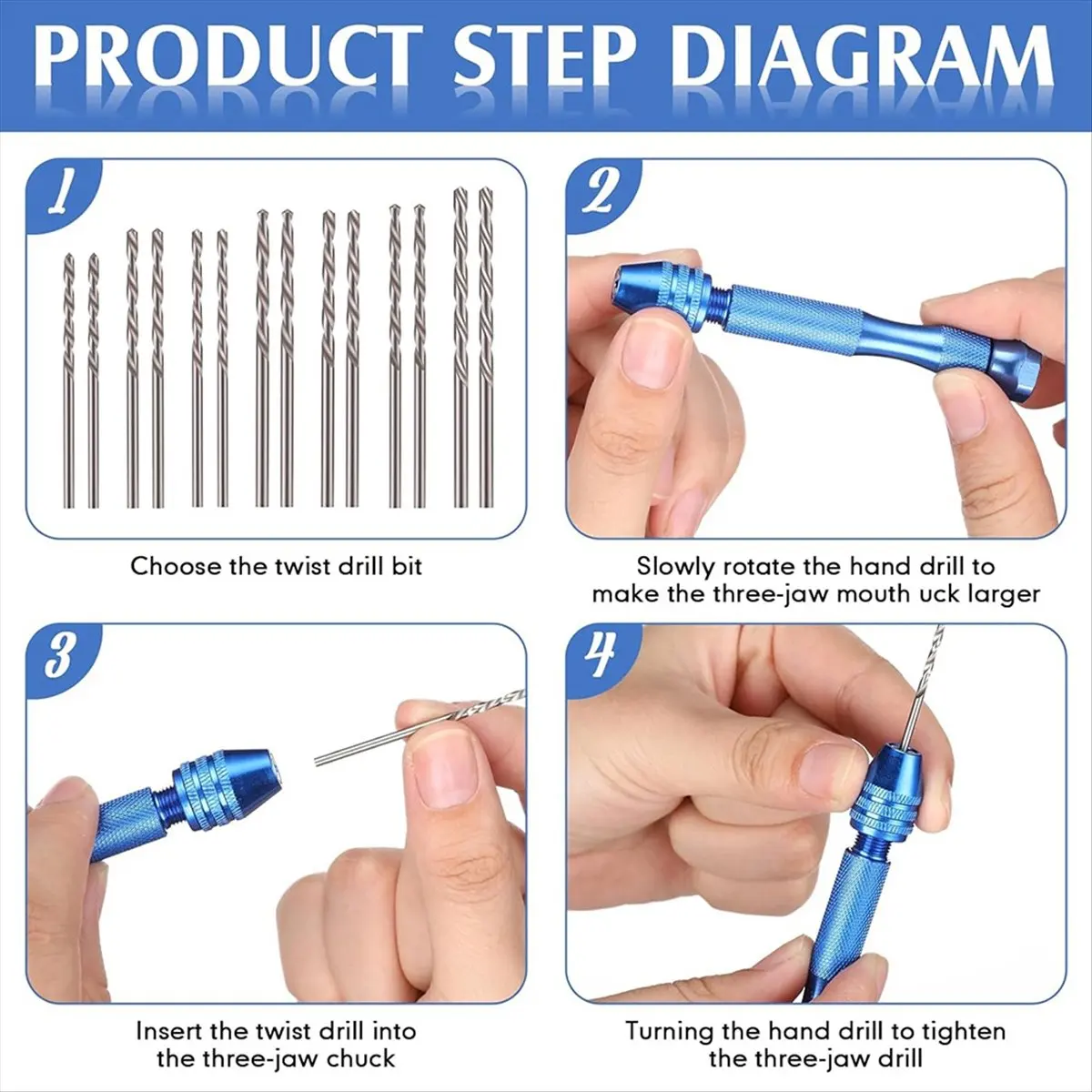 A008 57PCS Hand Drill Bits Set, 46 Pcs Pin Vise Micro Twist Drills and 10 Pcs PCB Mini Cutting Bits for Resin Clay Craft