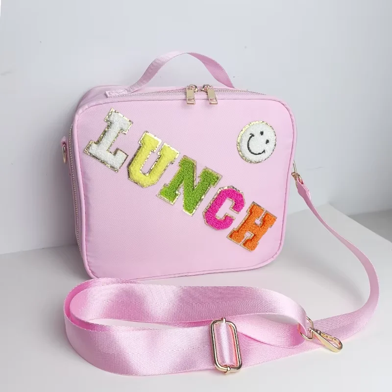 Nylon Lunch Bag Cooler Bag Thermal Bag Portable Lunch Box Ice Pack Tote Food Picnic Bags Color Lunch Bag Back-to-school Gift