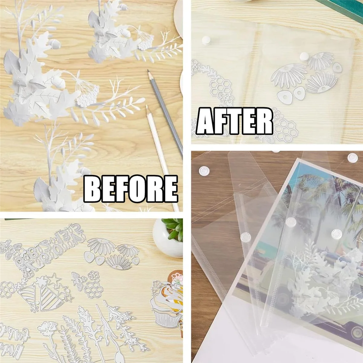 Populaire 50-pack stempel- en matrijzenopslag, transparant, 4,72 x 6,69 inch waterdichte matrijzenopslag enveloppen, hersluitbaar en herbruikbaar