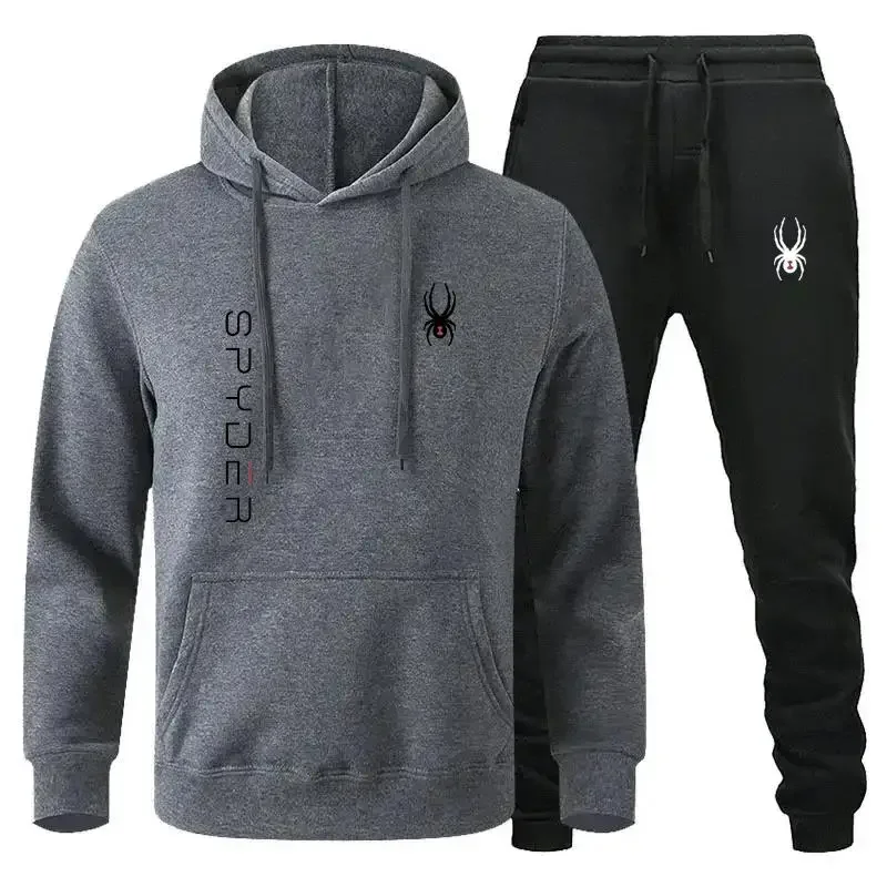 Winter leisure jogging sports warm jumper + trousers 2 sets of new fashion men. Women's high quality printed sport hoodie