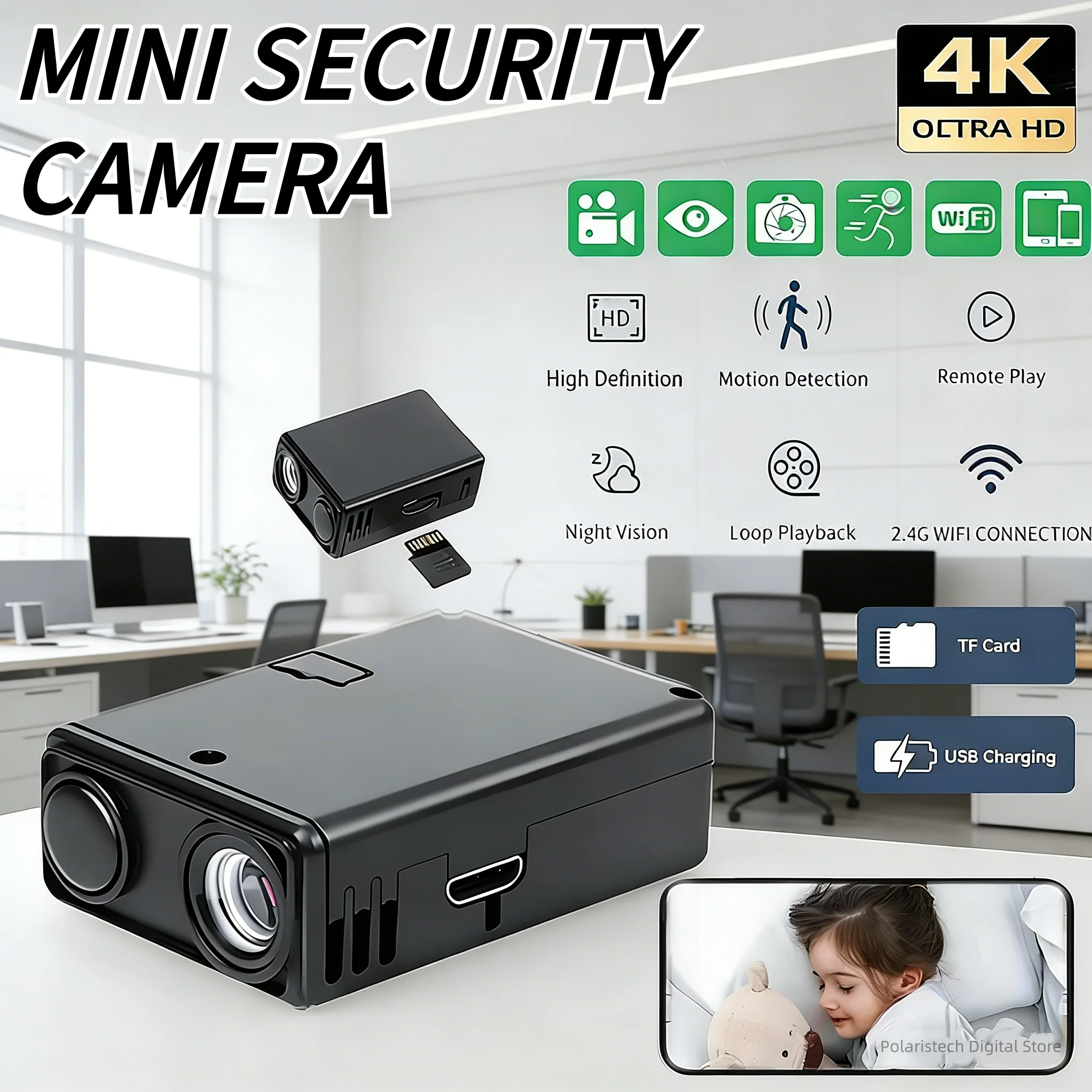 Mini 1080P HD WiFi Camera Safety Monitor Camcorders Indoors Night Version Video Intelligent Camera Security Protection 2026