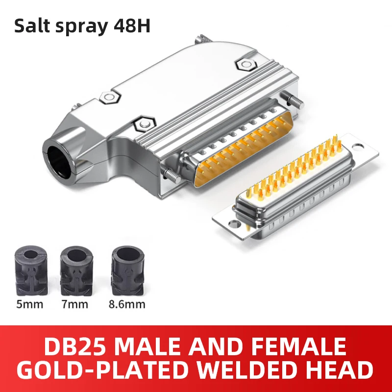 Industrial Grade 90 Degree DB25 Elbow Connector Metal Shell Male Female Soldering Plug 25 Pin Connector D-SUB 25Pin Welding Head