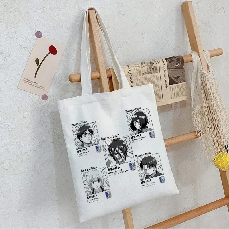 Women\'s Bag Cheap Casual Large Capacity Shoulder Bags Shopper Attack on Titan Canvas  Fashion Harajuku Ulzzang Handbags