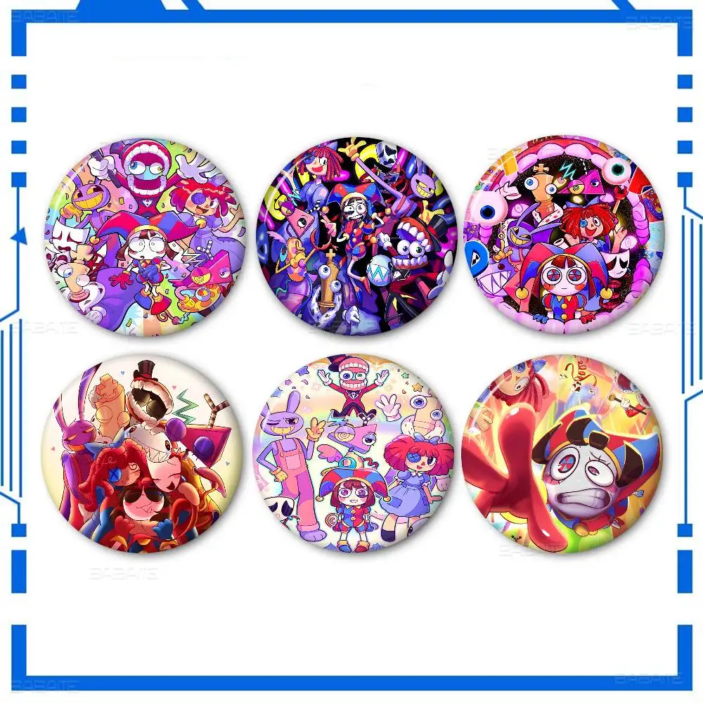 Cartoon T-The A-Amazing D-Digital C-Circus Creative Pins Faces Round Snap-in Brooch Badge Backpack Hat Accessories Jewelry Gifts