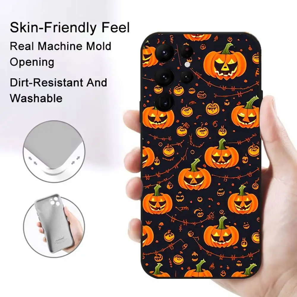 حافظة هاتف على شكل يقطين للهالوين لهاتف S Series S20 S21 S22 S23 S24 FE Plus غطاء فائق من مادة البولي يوريثان الناعمة والصديقة للبشرة #5