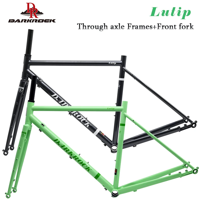 

DARKROCK-Road Bike Frame with Fork for Touring Bikes, Cr-Mo Steel Frameset, Thru Axle Disc Brake, Gravel Bicycle Frame, 700C