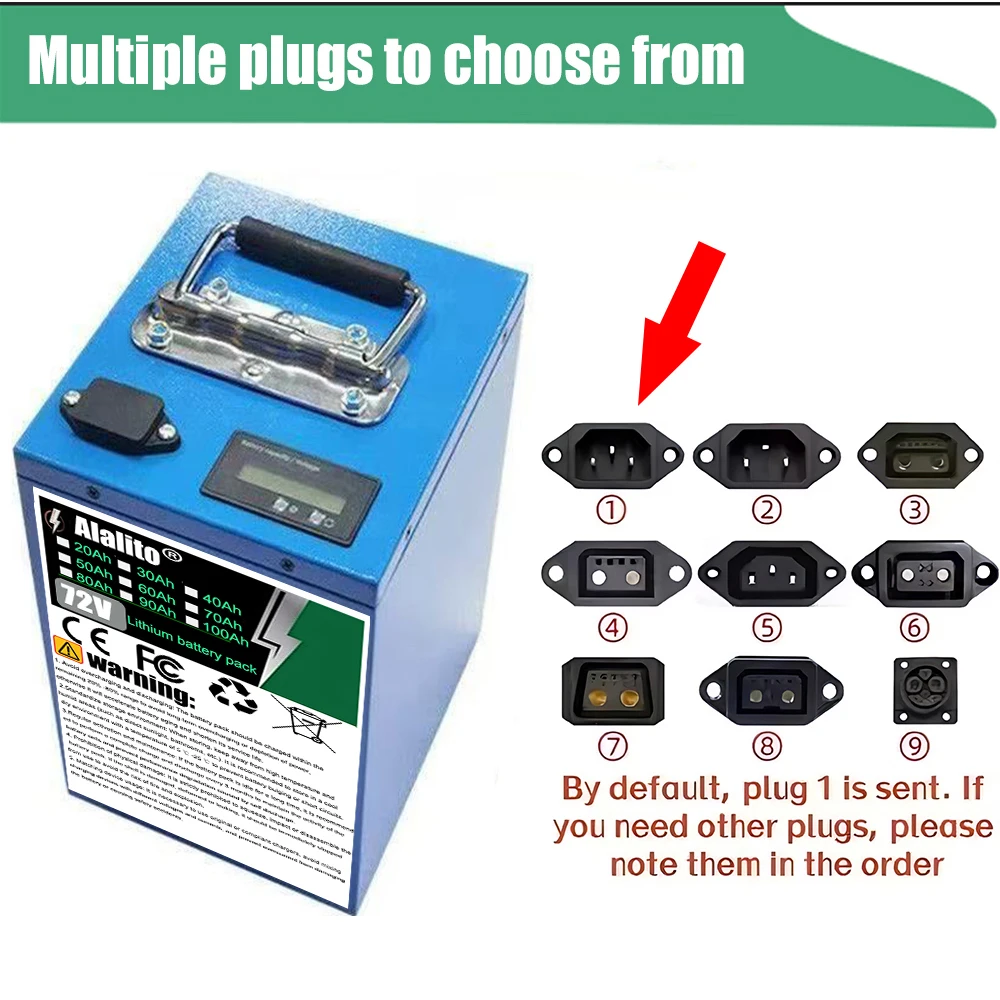 72V 20AH-100AH new capacity lithium-ion battery, air transportation, suitable for waterproof CityCoco electric scooter