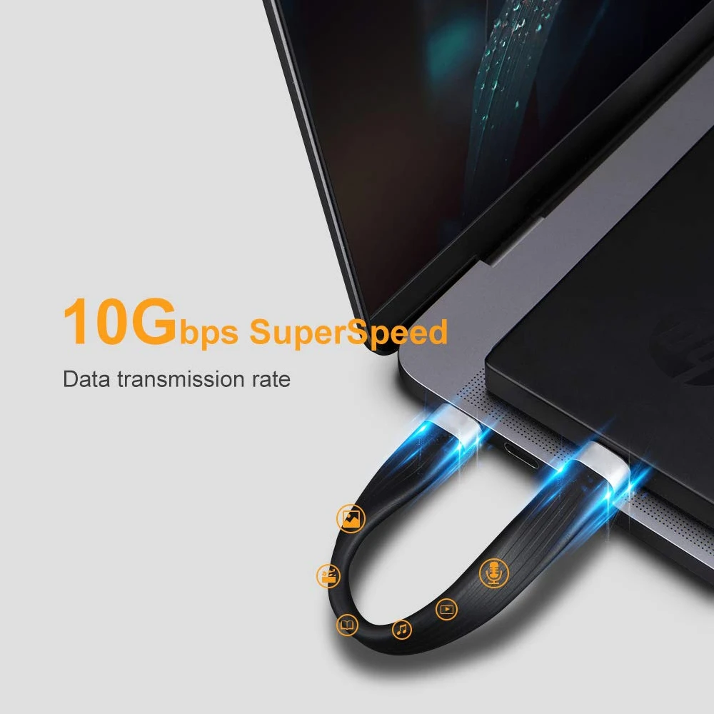 4K USB-C 3.1 Gen 2 كابل 10G Emark Chip قصير نوع C USB-C إلى USB-C كابل شاحن مزامنة الفيديو PD 60W 4K فيديو