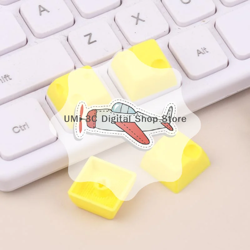 Cute 4Pcs Chesse Cake Cube Keycap Set Mechanical Keyboard Cartoon Decoration for Creative Workspaces