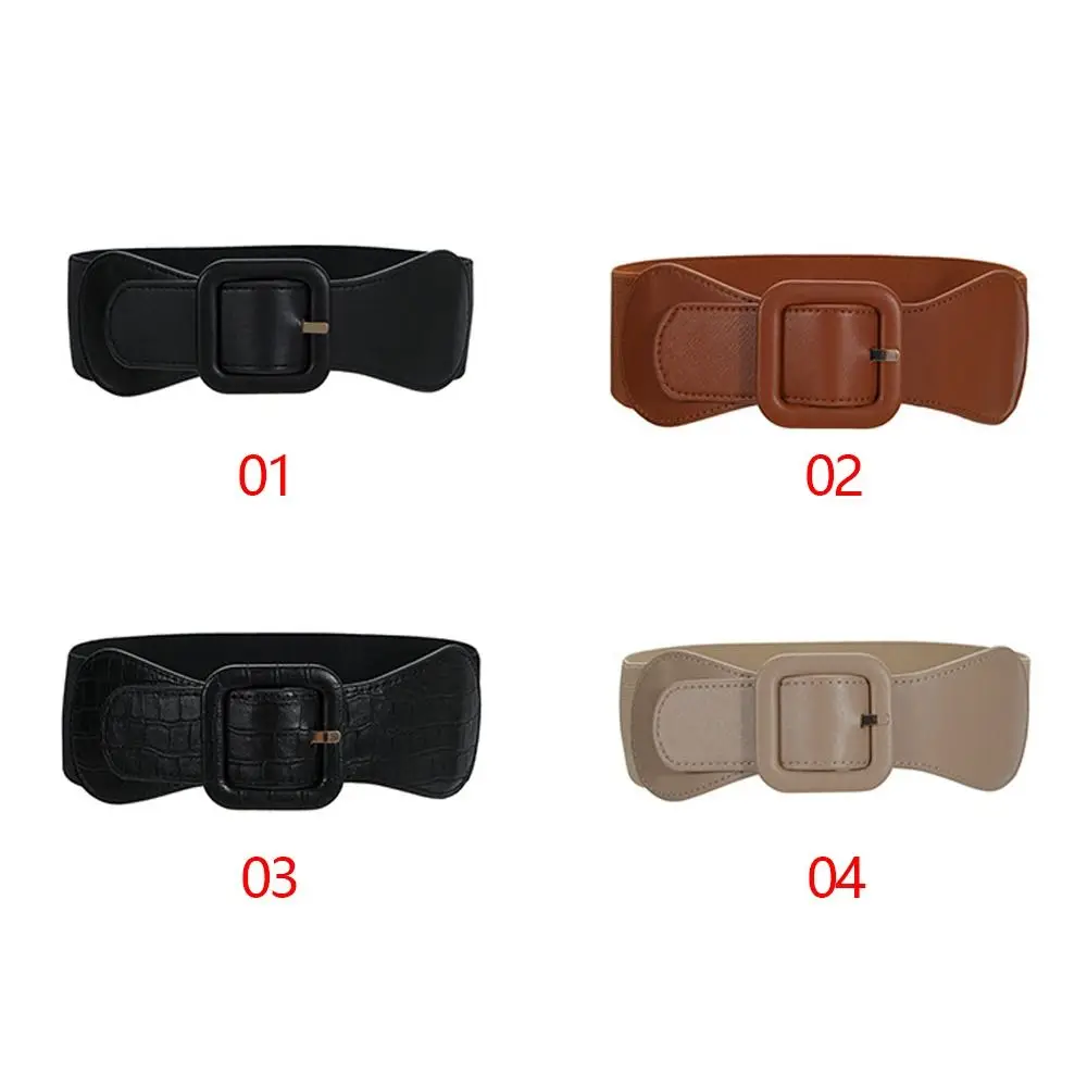 Wide Stretch Waistband Exquisite Casual with Pin Buckle Decoration Belt Solid Color Women Waist Belts