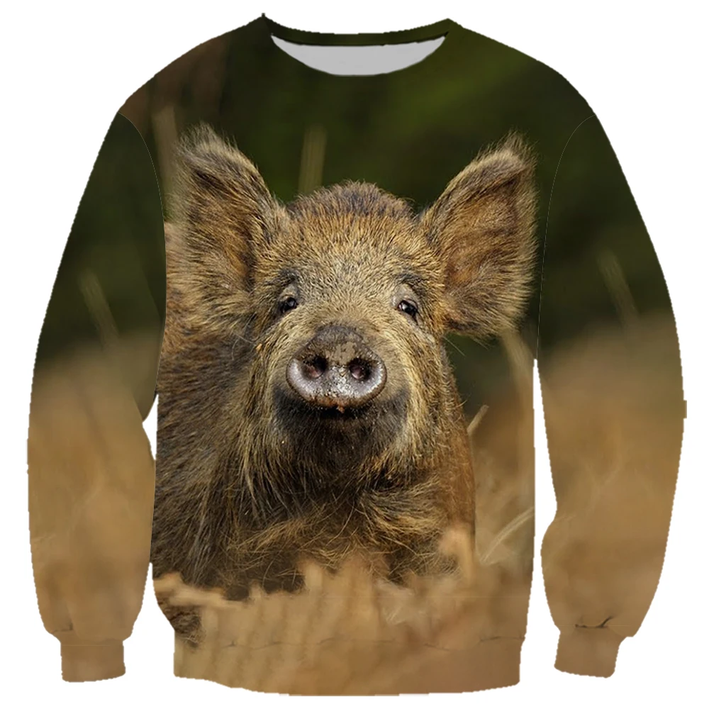 

HX Animals Sweatshirts Funny Cute Wild Boar Face 3D Printed Hoodie Zipper Coats Mens Women Sportwear Casual Streetwear