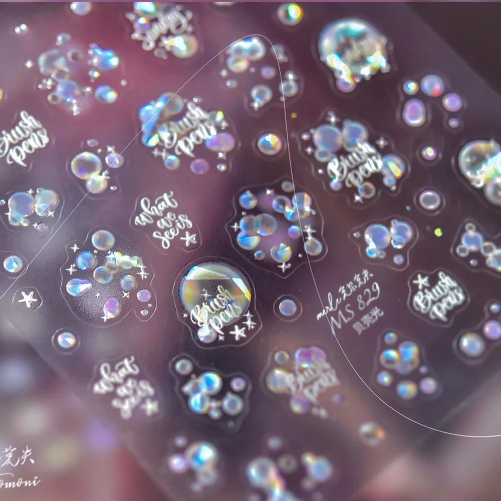 Burbuja de jabón de ensueño 5D pegatina artística de uñas brillante flotante 5D burbujas Shell luz autoadhesiva decoración manicura calcomanía DIY