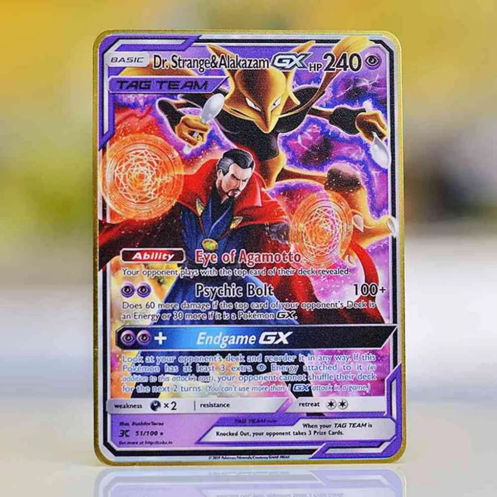Karty Pokemon Metalowe Pokemon Litery Marvel Avengers Złote Tcg Grube Pikachu Vmax Charizard Vstar Anime Gry Planszowe Zabawki dla Dzieci Prezent