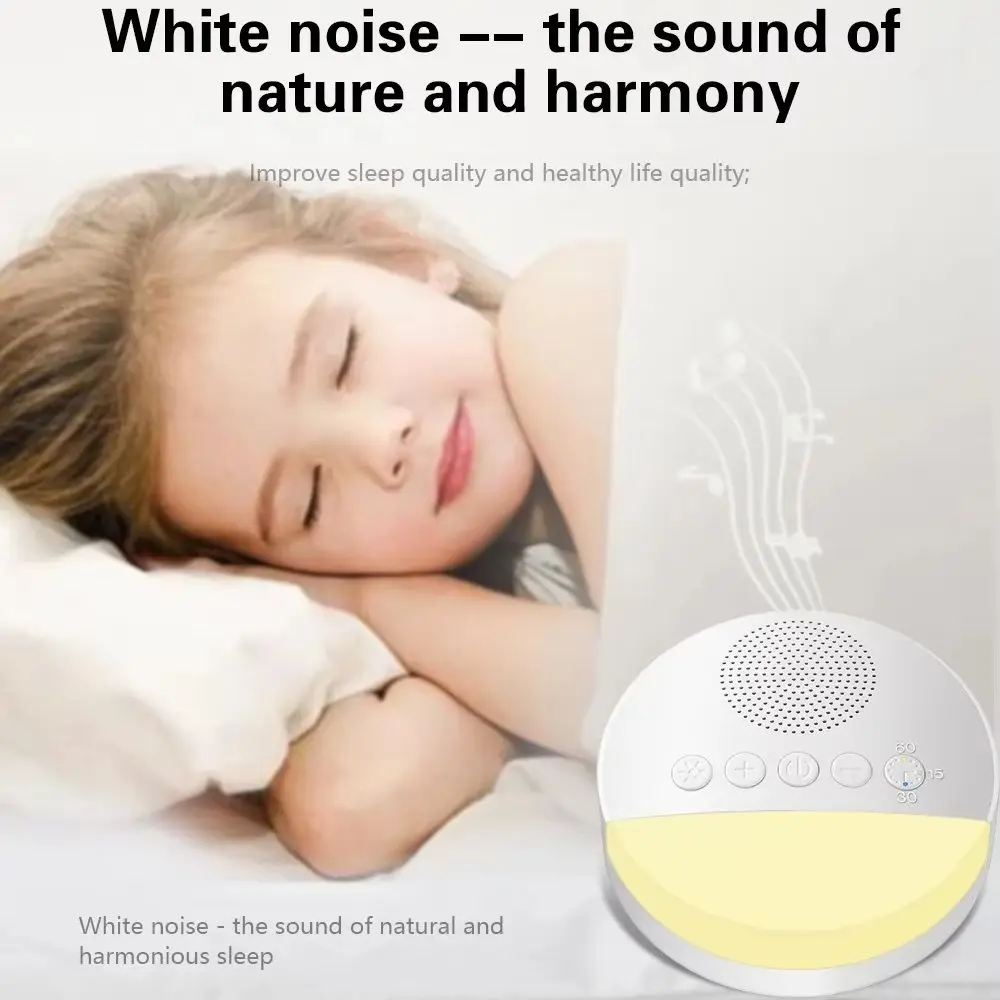 White Noise Machine Baby Sleep Sound Player Night Light USB Rechargeable Timed Shutdown Travel Night Light White Noise Speaker