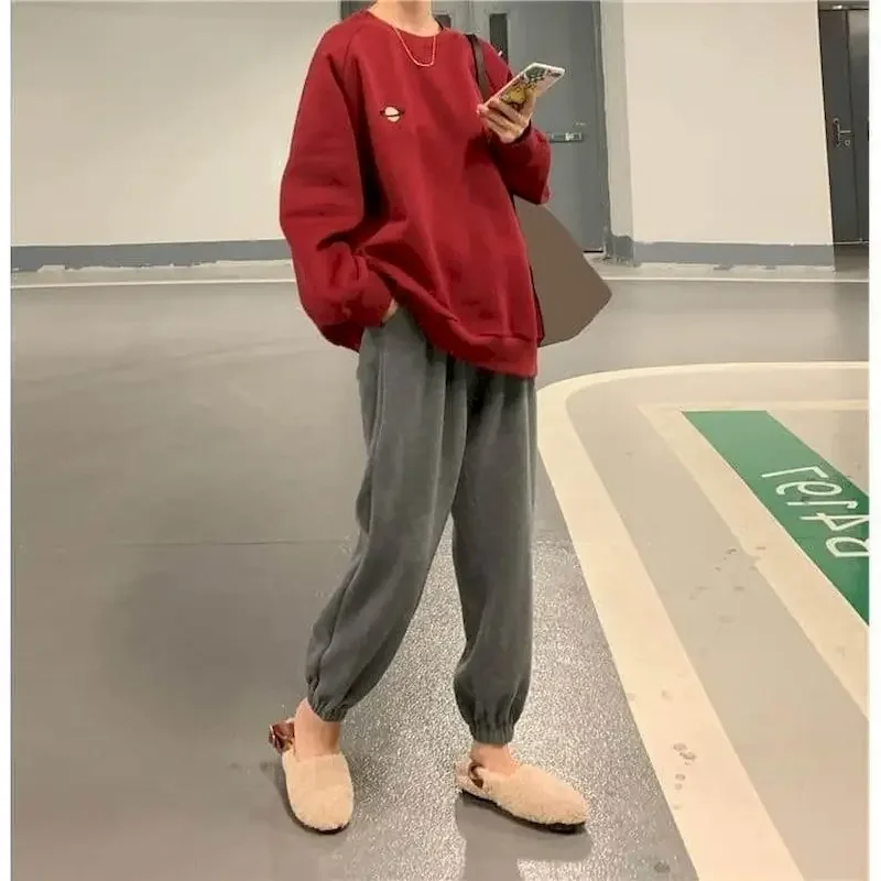 2026 Autumn Two Piece Set Women Korean Long Sleeve Pullover Wonen Clothing Matching Sets Sweat Suits Lounge Wear Top Full Pants