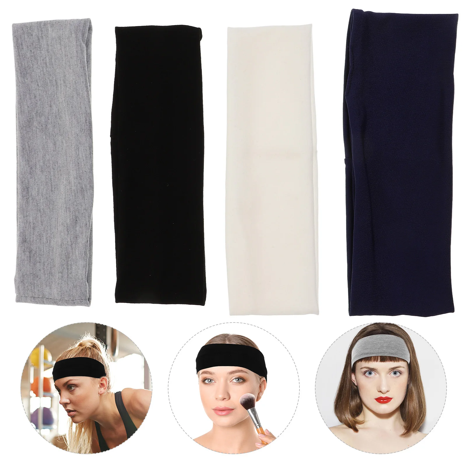 

4Pcs Sport Headband Elastic Sweat Absorbing Fitness Running Yoga Hairband Non Slip Workout Accessory for Men and Women