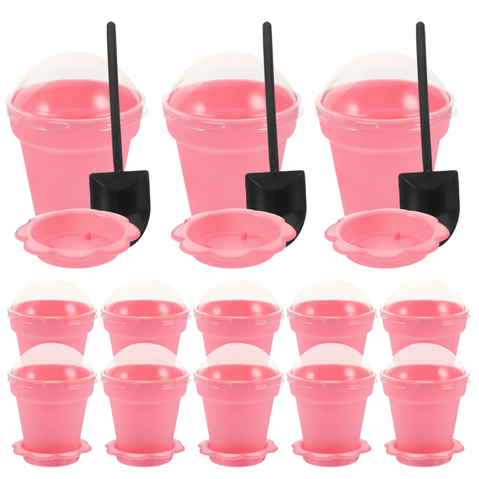 

25 Sets Indoor Plant Pots Planter Cake Cups Pudding Serving Yogurt Plastic Dessert Flowerpot Shaped Pink Party