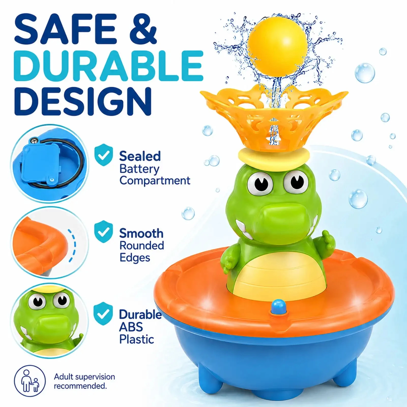 2026 New Baby Bath Toy LED Light Up Crocodile Water Spray Toy Multiple Modes Toddler Bathtub Shower Pool Summer Gift for Kids