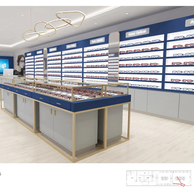 custom.Modern Custom Optical Shop Sunglasses Cabinets Interior Design Island Display Retail Factory Price