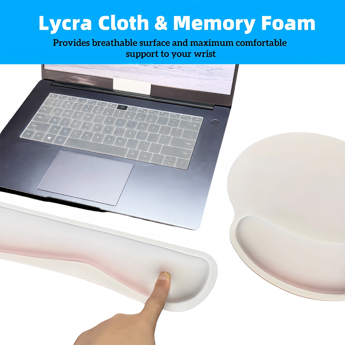 Keyboard Wrist Rest Pad Mouse Pad with Wrist Support Set of 3, Mousepad with Non-Slip Rubber Base, Ergonomic Memory Foam Mouse