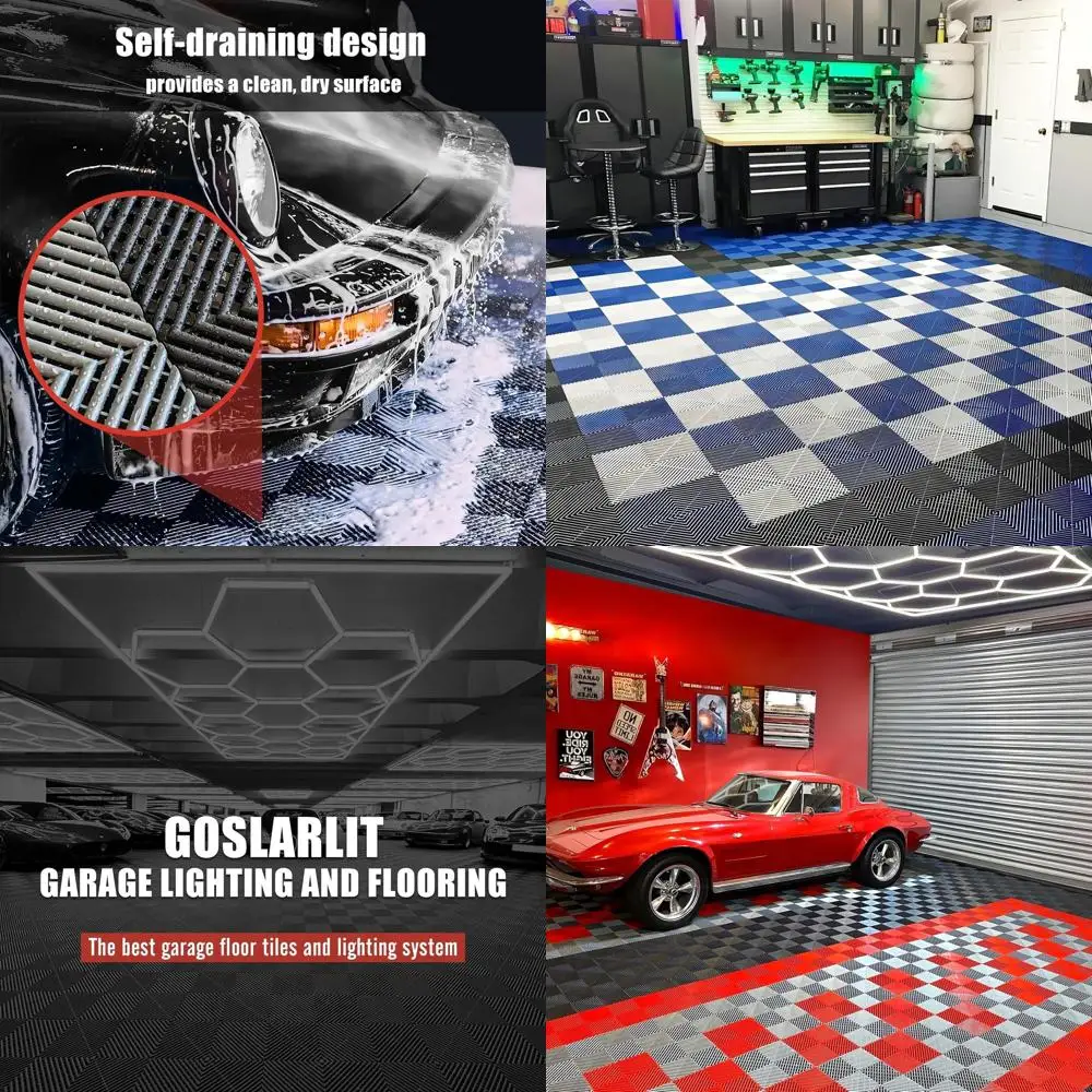 

Нескользящие пластиковые напольные плитки для гаража 15,7x15,7 дюймов с системой замкового соединения для хранения и организации (вентилируемые, черные)