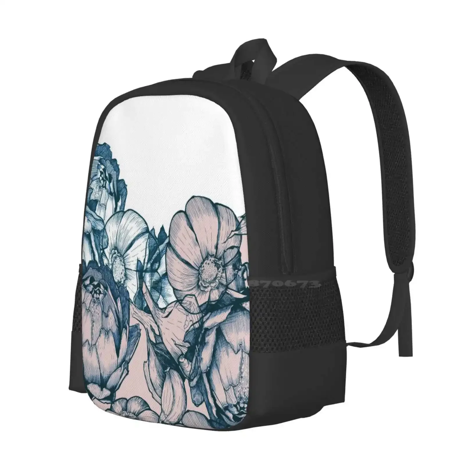 في حديقتي من الوردي والأزرق رائجة البيع حقيبة مدرسية على ظهره حقائب الموضة حديقة الثوم الأزرق الوردي نمط مادلبيلين جميل #2