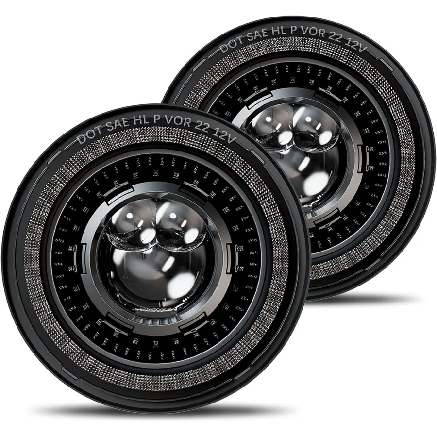 

1000% Bright Anti-glare 7 Inch Led Headlights Round Compatible with Jeep Wrangler JK JKU TJ LJ Chevy Ford GMC etc w/Starry DRL S