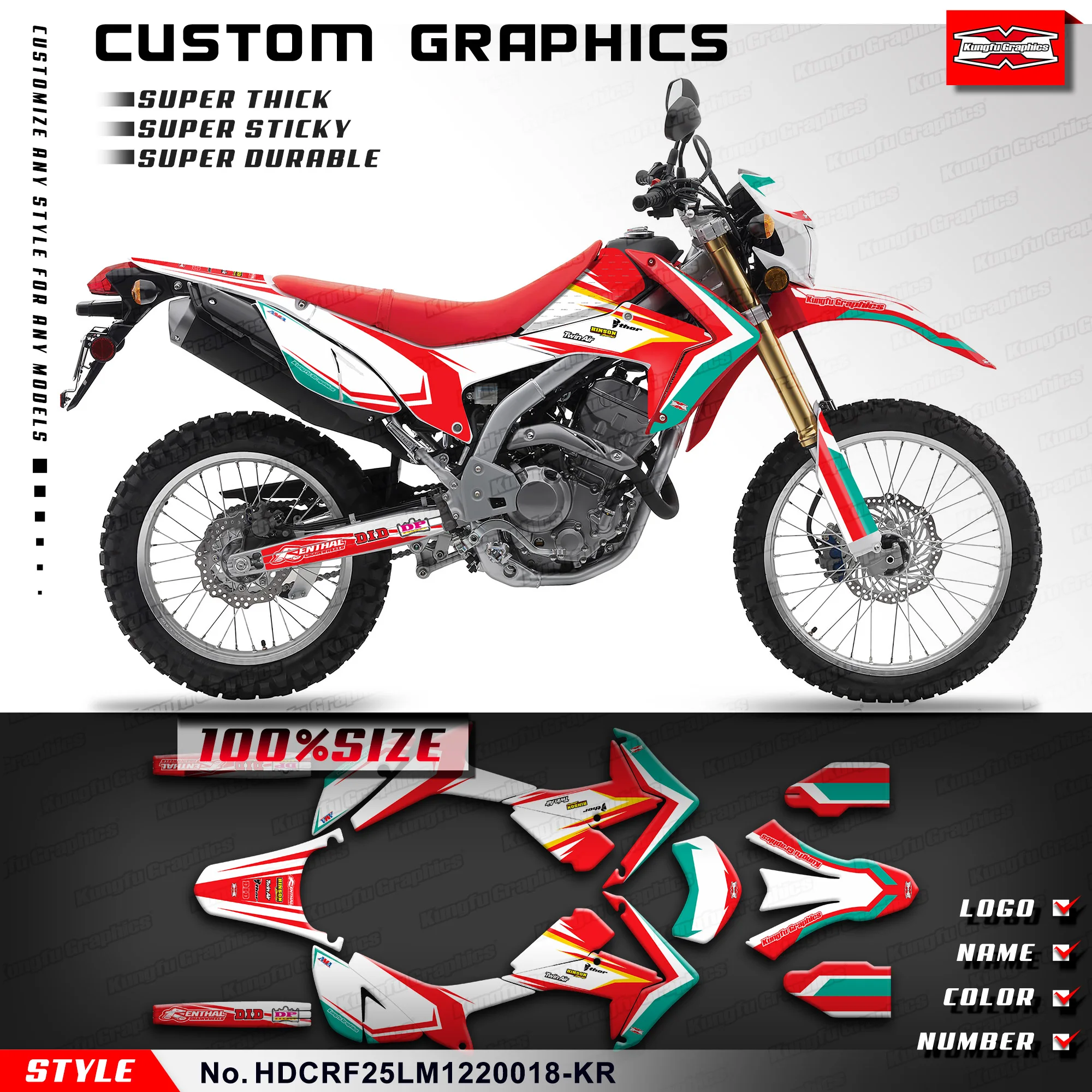 KUNGFU GRAPHICS Stickers Complete for HONDA CRF250L CRF250M 2012 2013 2014 2015 2016 2017 2018 2019 2020 Vinyl Decal Kit Shield