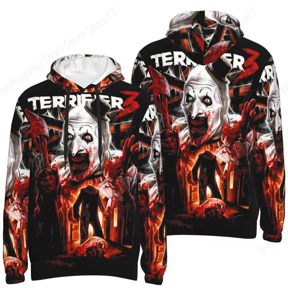 Noël 3D sweats à capuche film d'horreur Terrifier 3d sweat à capuche imprimé hommes femmes mode graphique sweats à capuche garçon manteau femmes Sweats