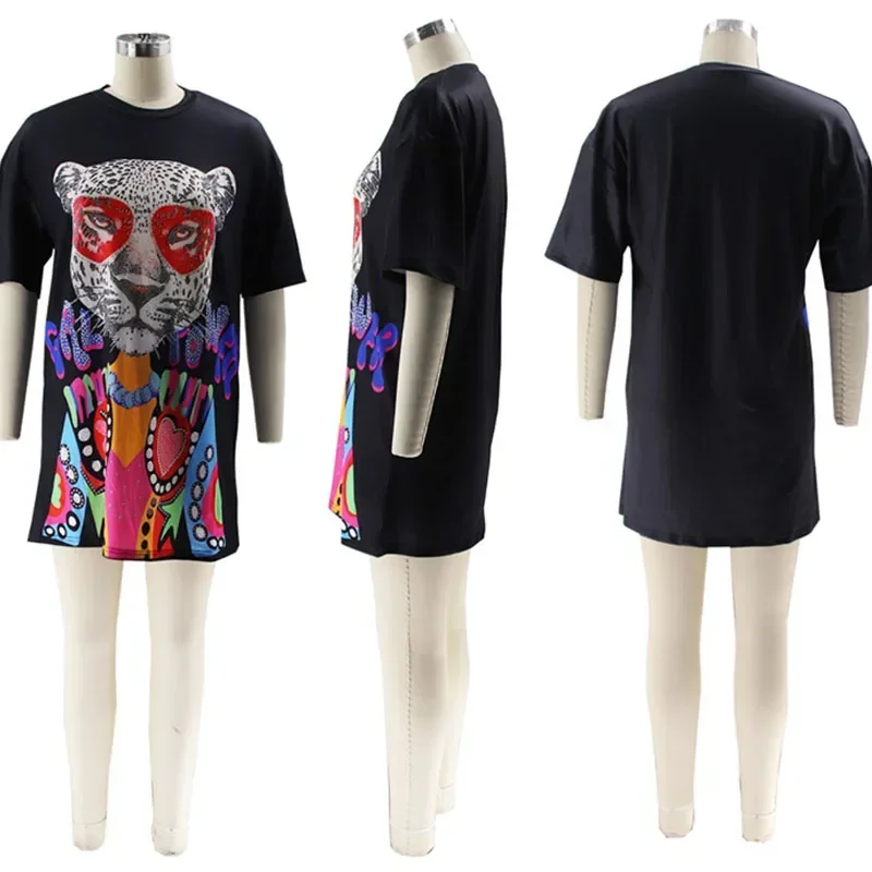 Cheetah 3d Cartoon Print Casual T-Shirt Jurk Vrouwen Y 2K Kleding Streetwear O-hals Losse Fit Korte Mouw Mini Jurk Vestidos