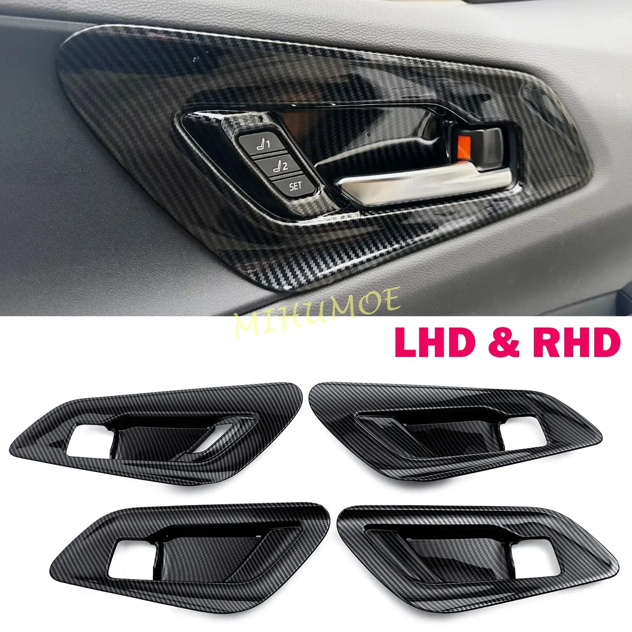 

Для Toyota Prius/Prus Prime 2025 2024 2023, внутренняя дверная ручка из углеродного волокна, крышка, накладки