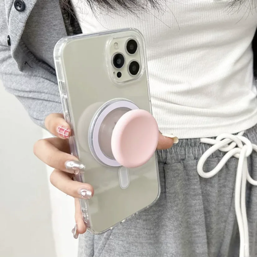 مقبض هاتف مغناطيسي من السيليكون لهاتف Apple وAndroid المحمول عالمي قابل للطي وسهل الإمساك بشكل لطيف وصغير